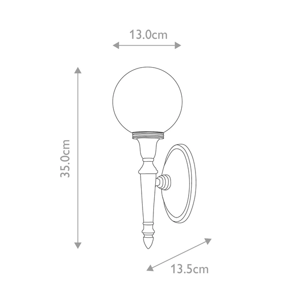 Stylowa lampa ścienna BATH-DRYDEN4-PB kula IP44 mosiądz