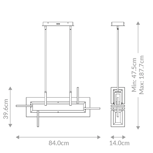 Lampa wisząca prostokątna Inizio QN-INIZIO-LP-S-BG LED 46W 3000K złoty