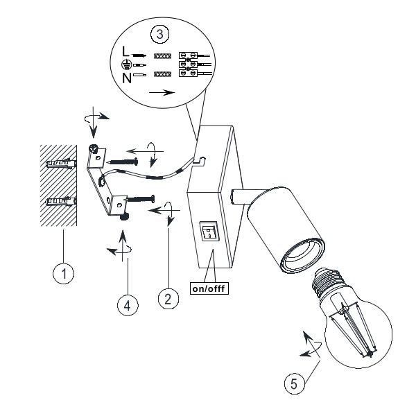 Ścienna LAMPA loftowa VANNES R80181707 RL Light kinkiet OPRAWA metalowa reflektorek regulowany nikiel mat