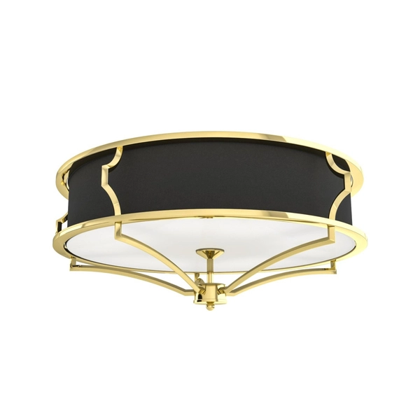 Sufitowa LAMPA plafon Stesso PL Gold / Nero M Orlicki Design klasyczna OPRAWA okrągła plafoniera abażurowa czarna złota
