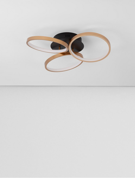 Nowoczesna lampa sufitowa Croix rings LED 28W 3000K złota czarna