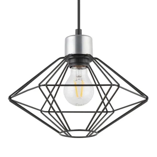 Salonowa lampa wisząca Vario diament czarny srebrny