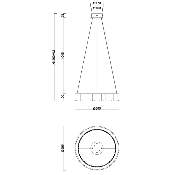 Szklana lampa wisząca SAVOY P0695 nikiel LED 30W 3000K okrągła