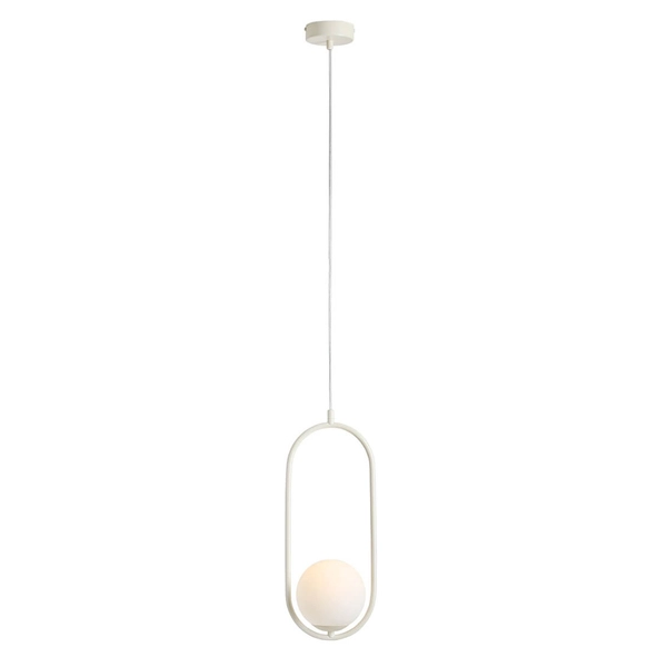 Lampa wisząca kulista Riva 1086G9 Aldex metalowa kremowa biała