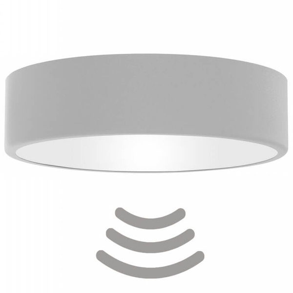 Okrągła lampa sufitowa 137623620934 szara z czujnikiem