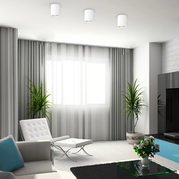 Sufitowa tuba metalowa Kobald 2048 biała lampa ruchoma nowoczesna