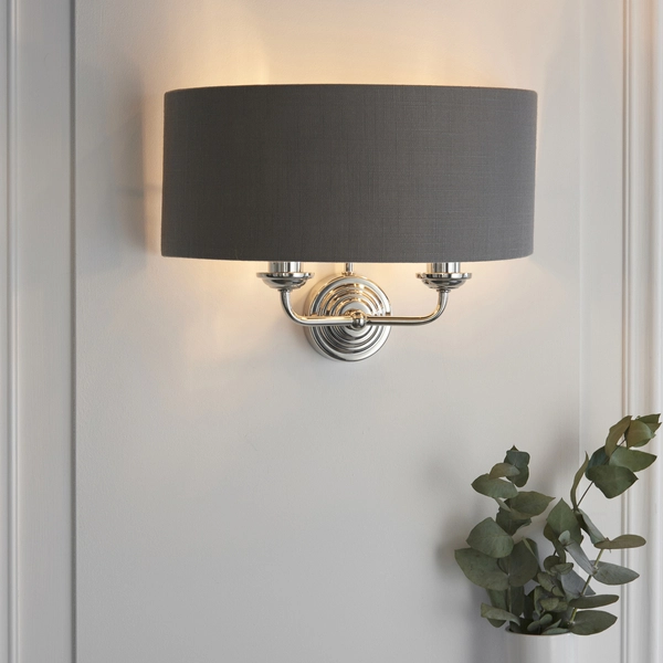 Lampa ścienna Highclere 94406 Endon podwójny antyk szary nikiel