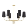 Abażurowy żyrandol Pesaro PES-ZW-6 (Z) do jadalni mosiądz czarny