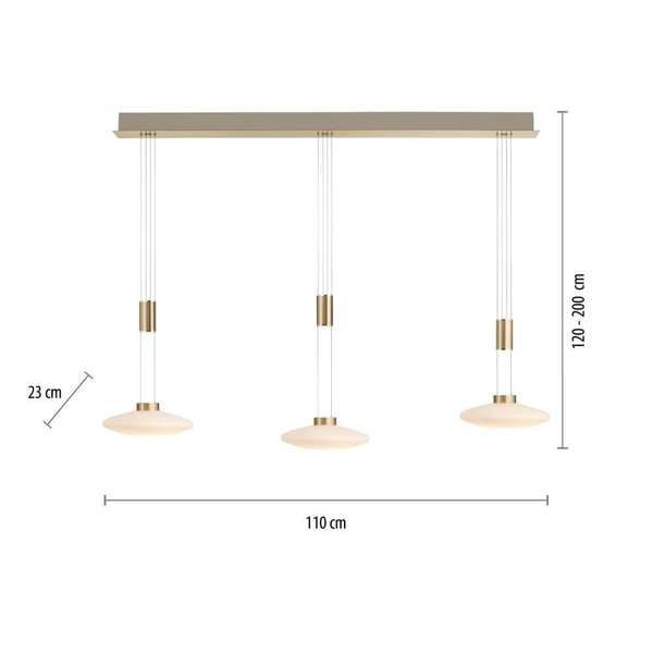 Wisząca lampa sypialniana Lautada LED 22,5W zwis mosiądz