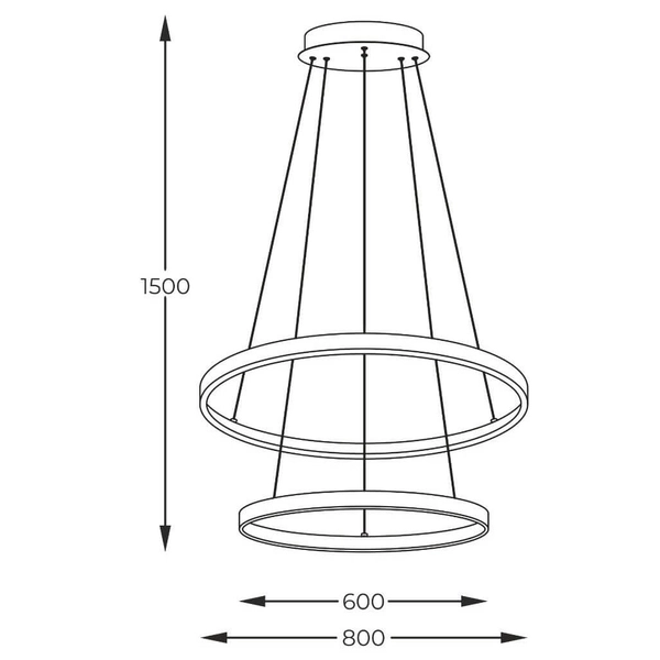 Lampa wisząca ring Breno 2023200-BK LED 60W 3000-6000K pierścienie czarne