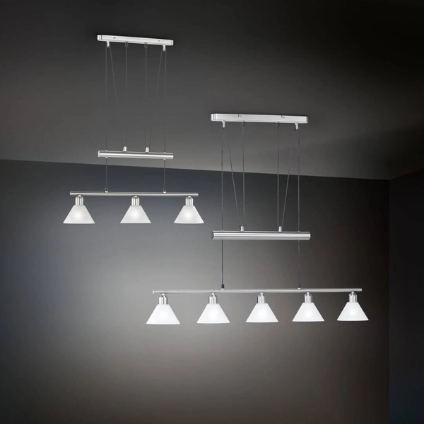 Wisząca lampa nad wyspę STAMINA 3751051-07 metalowa szklana biała chrom