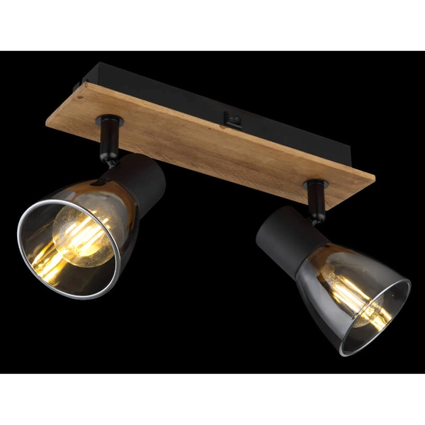 Lampa sufitowa Claude 54307-2W z regulacją drewno przydymiona