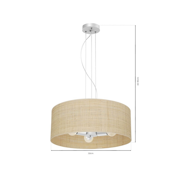 Wisząca lampa salonowa Marshall nad stół ratan biała