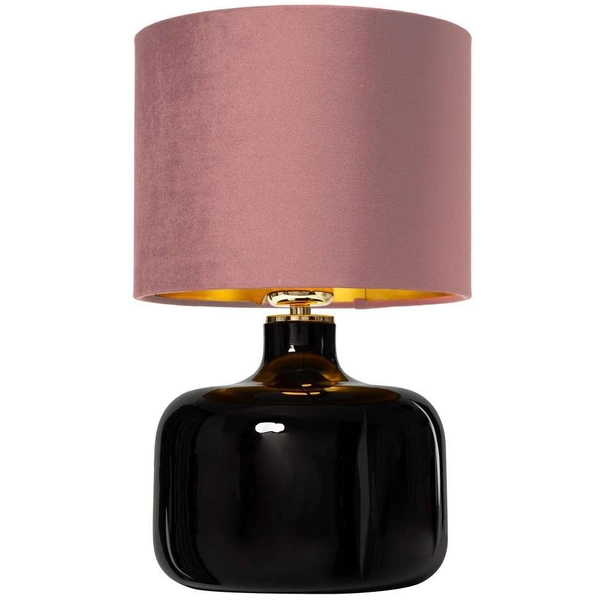 Biurkowa LAMPKA stojąca LORA 41052116 Kaspa stołowa LAMPA klasyczna szklana abażurowa czarna różowa