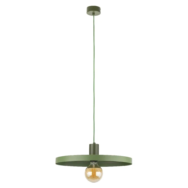 Metalowa zwisająca lampa Sila 10762 dysk na kablu zielony