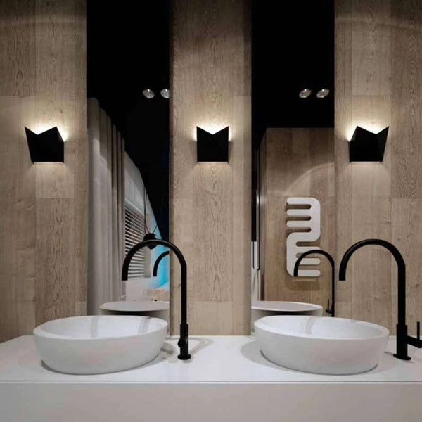 Kinkiet LAMPA ścienna AGI 4422 Shilo przyscienna OPRAWA metalowa trójkąty czarne