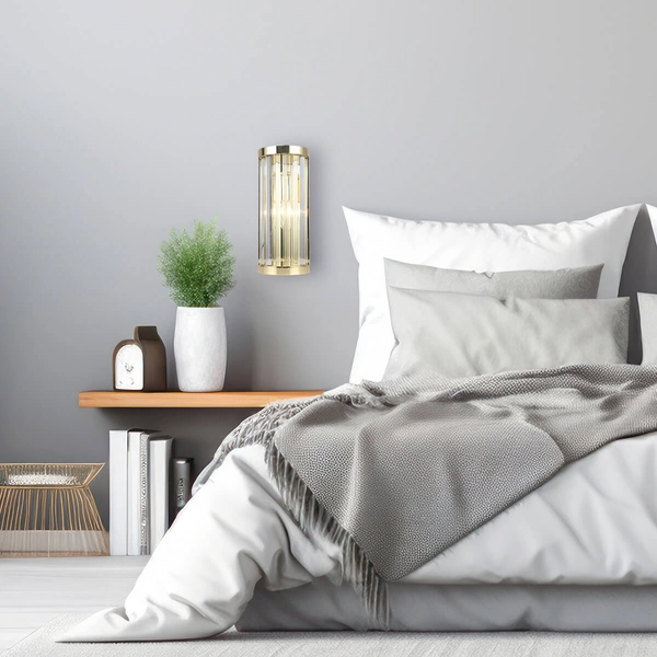 Ścienna lampa glamour Vetro LP-2910/1W GD kryształowa złota przezroczysta