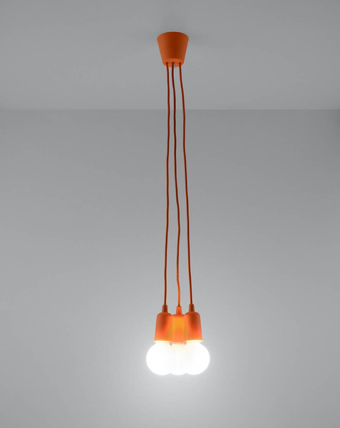 Wisząca LAMPA industrialna SL.0585 pająk OPRAWKA kable ZWIS przewody pomarańczowa