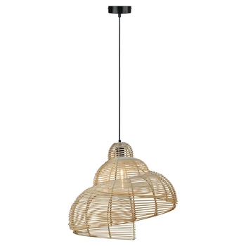 Wisząca lampa do sypialni Shella LP-1806/1P 60cm japandi drewniana beżowa