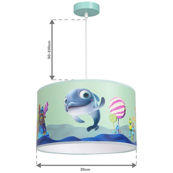 Dziecięca LAMPA wisząca MINIMINI MLP6802 Milagro okrągła OPRAWA delfinek ZWIS abażurowy multikolor