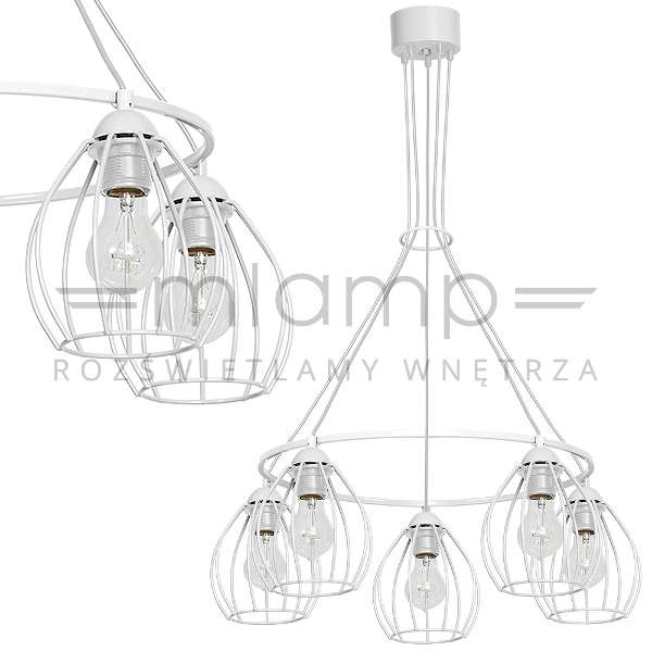Lampa wisząca DON MLP744 industrialna okrąg ZWIS druciane klatki loft białe