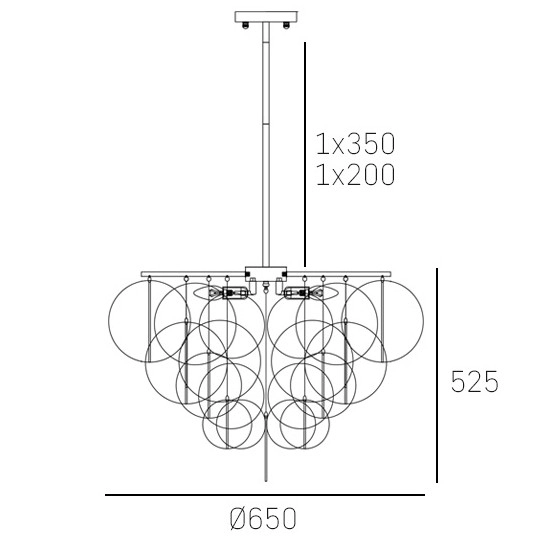 Designerska LAMPA wisząca TROMSO P04094BR Cosmolight nowoczesny zwis z łańcuszkami mosiądz