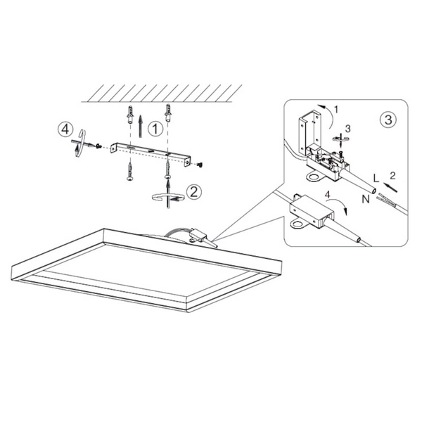 Kwadratowy plafon sufitowy Rotonda R64502932 RL Light LED 20W 3000K czarna
