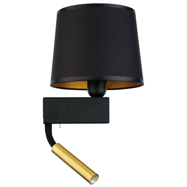 LAMPA ścienna CHILLIN 8213 Nowodvorski abażurowa OPRAWA kinkiet z peszlem czarny złoty