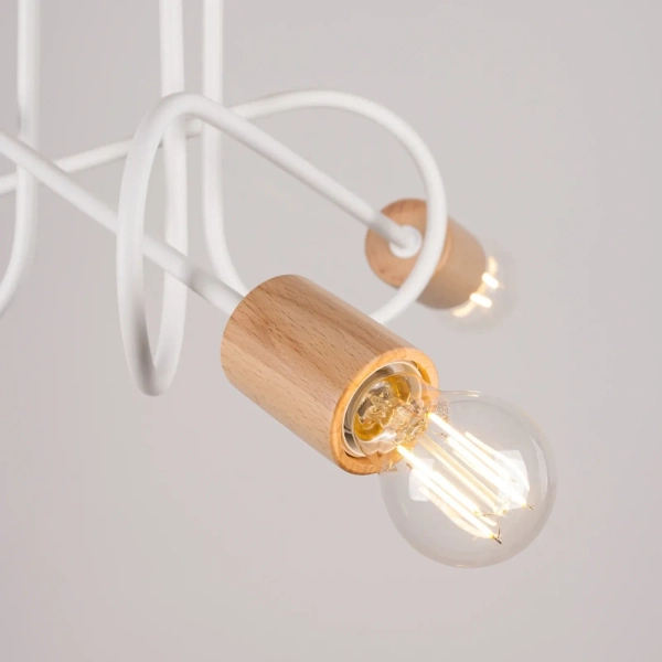 Potrójna lampa sufitowa EMBER SL.1474 biała drewniana 3xE27 do jadalni
