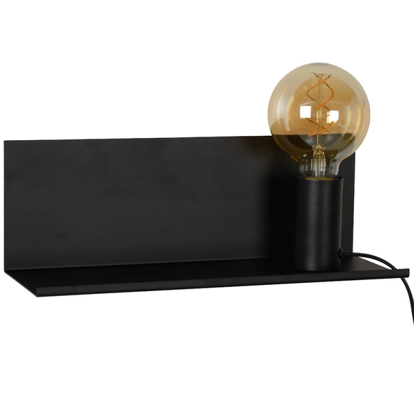 Kinkiet LAMPA ścienna SEBO 06218/01/30 Lucide metalowa OPRAWA loftowy kinkiet półka czarna