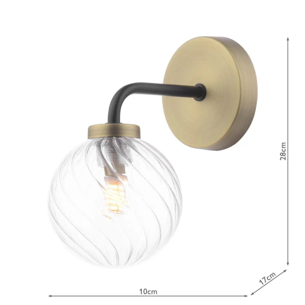 Kulista lampa ścienna Layney LAI0754-03 szklana na korytarz mosiądz