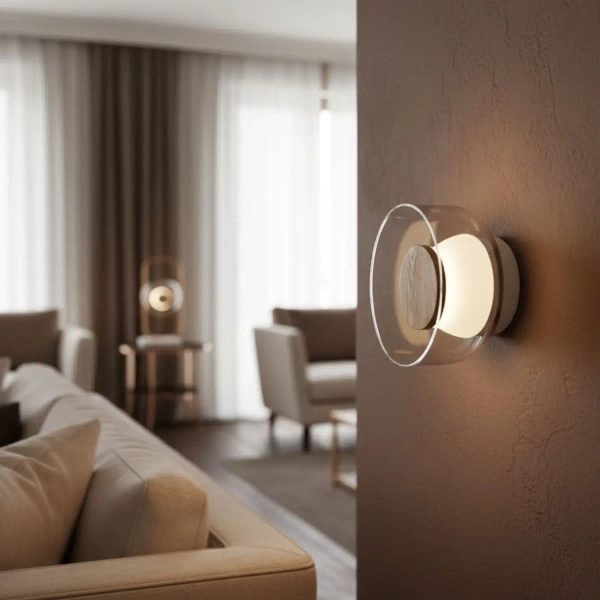 Kinkiet ścienny minimalistyczny DONUT ST-5072W brąz transparentny szklany LED 6W do holu