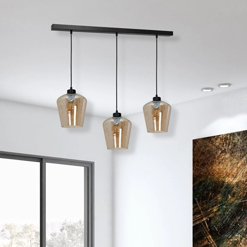 Skandynawska LAMPA wisząca SANTIAGO MLP6610 Milagro szklana OPRAWA loftowy ZWIS kaskada czarna bursztynowa