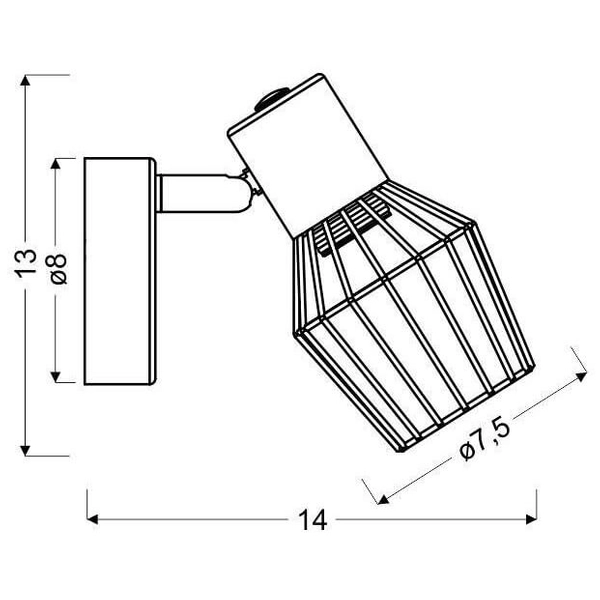 Regulowany kinkiet pokojowy Viking 91-68002 druciany szary