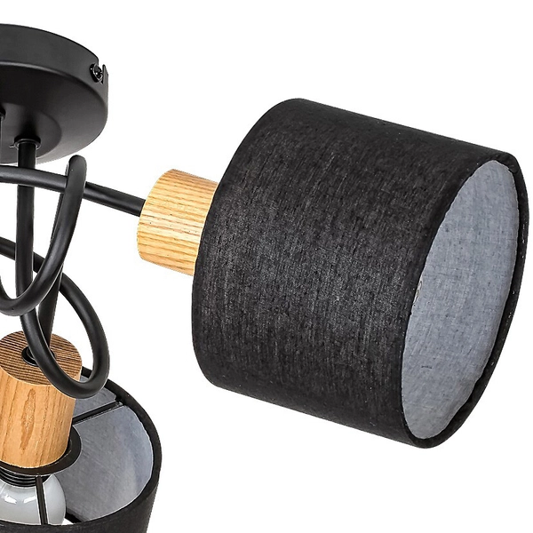 Czarna lampa sufitowa Miguel 3246 z tkaniny nowoczesna do sypialni