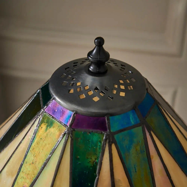 Nocna lampka szklana Dark star 70367 witrażowa tiffany brązowa kolorowa