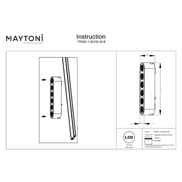 Magnetyczna lampa sufitowa Points TR031-4-24WTW-DD-B LED 24W 3000K czarny