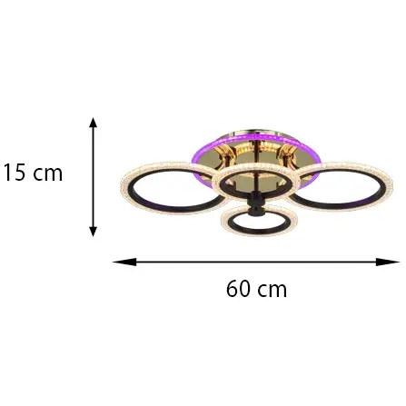 Sufitowa lampa okręgi RING DRS2032/4 TR BL LED 75W 3200-7600K czarny złoty