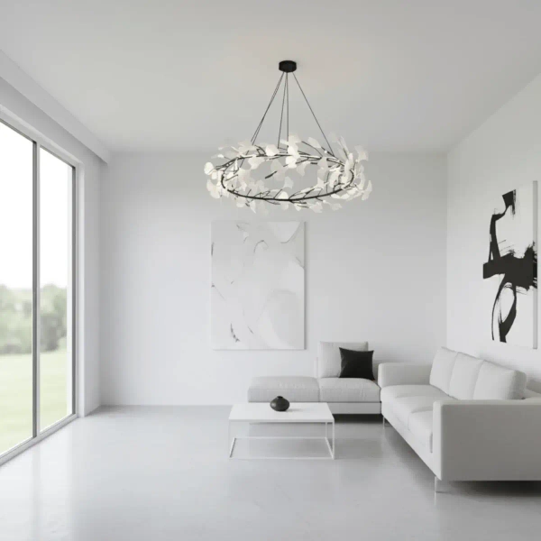 Lampa wisząca Botanika XY080P-80 black liściasta czarna biała