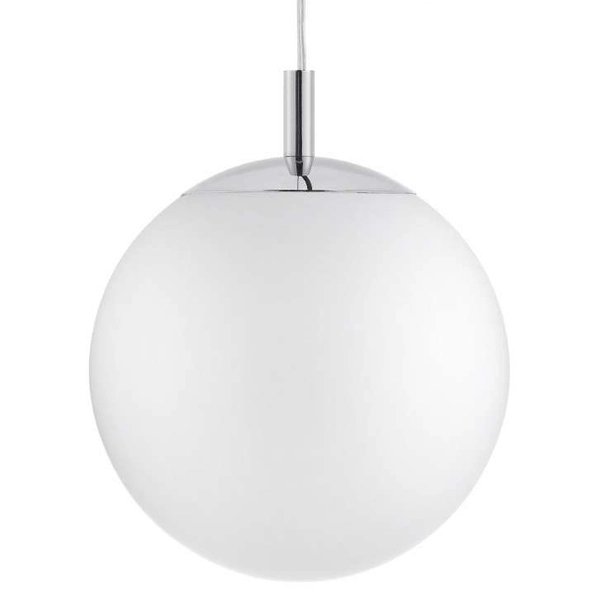 Skandynawska LAMPA wisząca ALUR 10721103 Kaspa szklana OPRAWA kulisty ZWIS kula ball hygge chrom biała