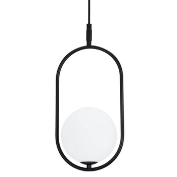 Czarna lampa wisząca Cordel szklana kula frame do sypialni