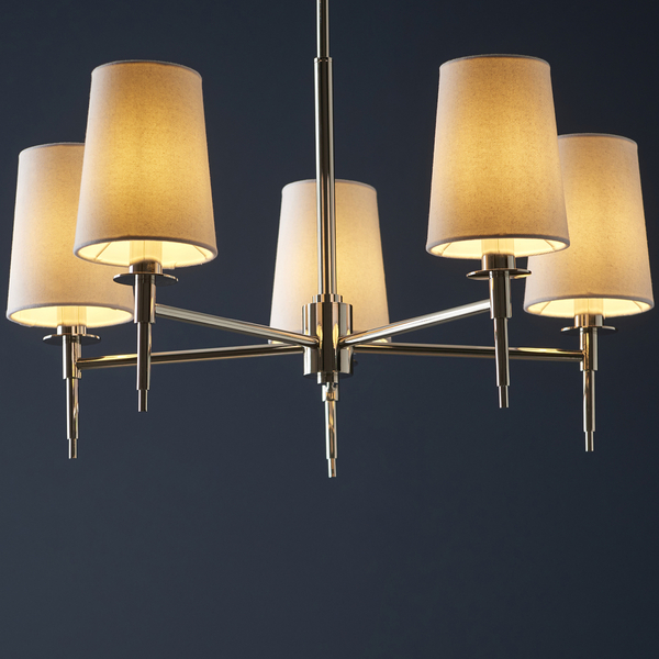Żyrandol hampton L&-199457 Light& z abażurami białymi nikiel