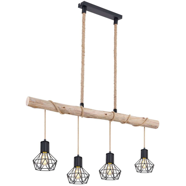 LAMPA wisząca PRISKA 54017-4HH Globo skandynawska OPRAWA belka ZWIS klatki brązowe czarne