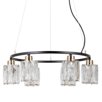 Lampa wisząca nad stół Simona PND-40814-6-BK-HBR czarny złoty przezroczysty