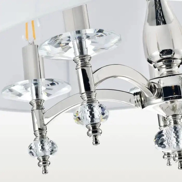 Klasyczna LAMPA wisząca VERONA P05377NI-WH Cosmolight okrągły zwis z kryształkami nikiel