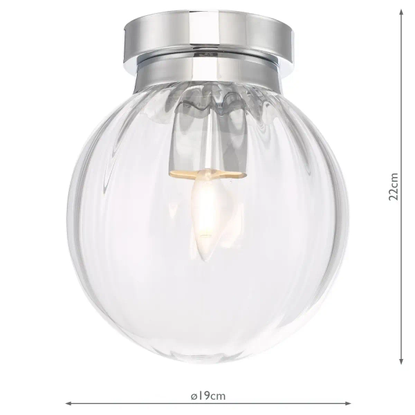 Minimalistyczny plafon Kavi KAV0150 szklany kula IP44 chrom