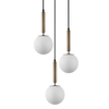 Kulista lampa wisząca Ravena PND-2324-3A GD+OPAL Italux biały mosiądz czarny