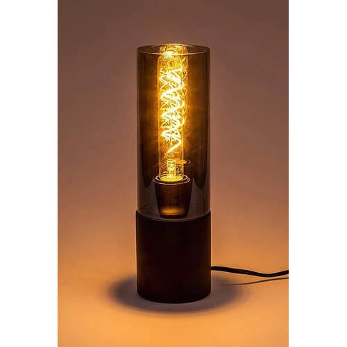 Stolikowa lampka loftowa RONNO 74050 szklana czarna przydymiona