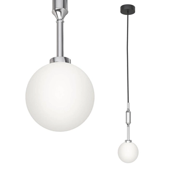Szklana lampa wisząca Ero I zwis nad wyspę biały chrom