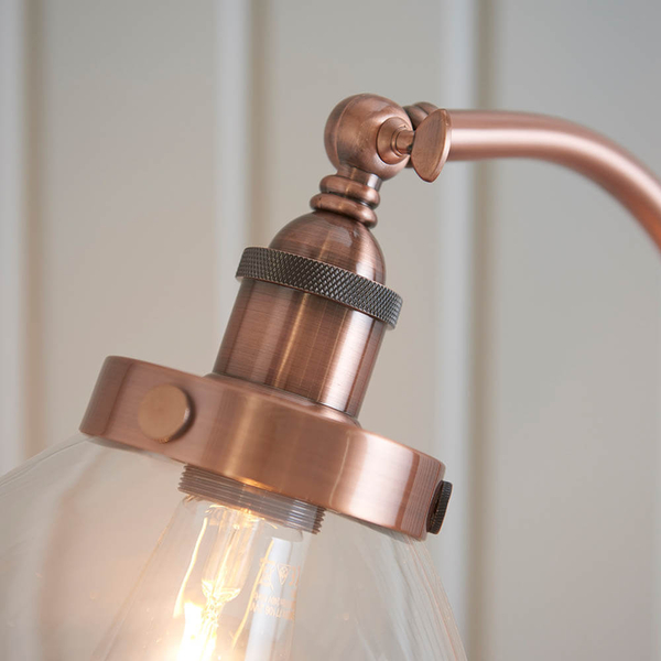 Szklana lampa podłogowa Hansen 77862 do salonu miedziany przezroczysty